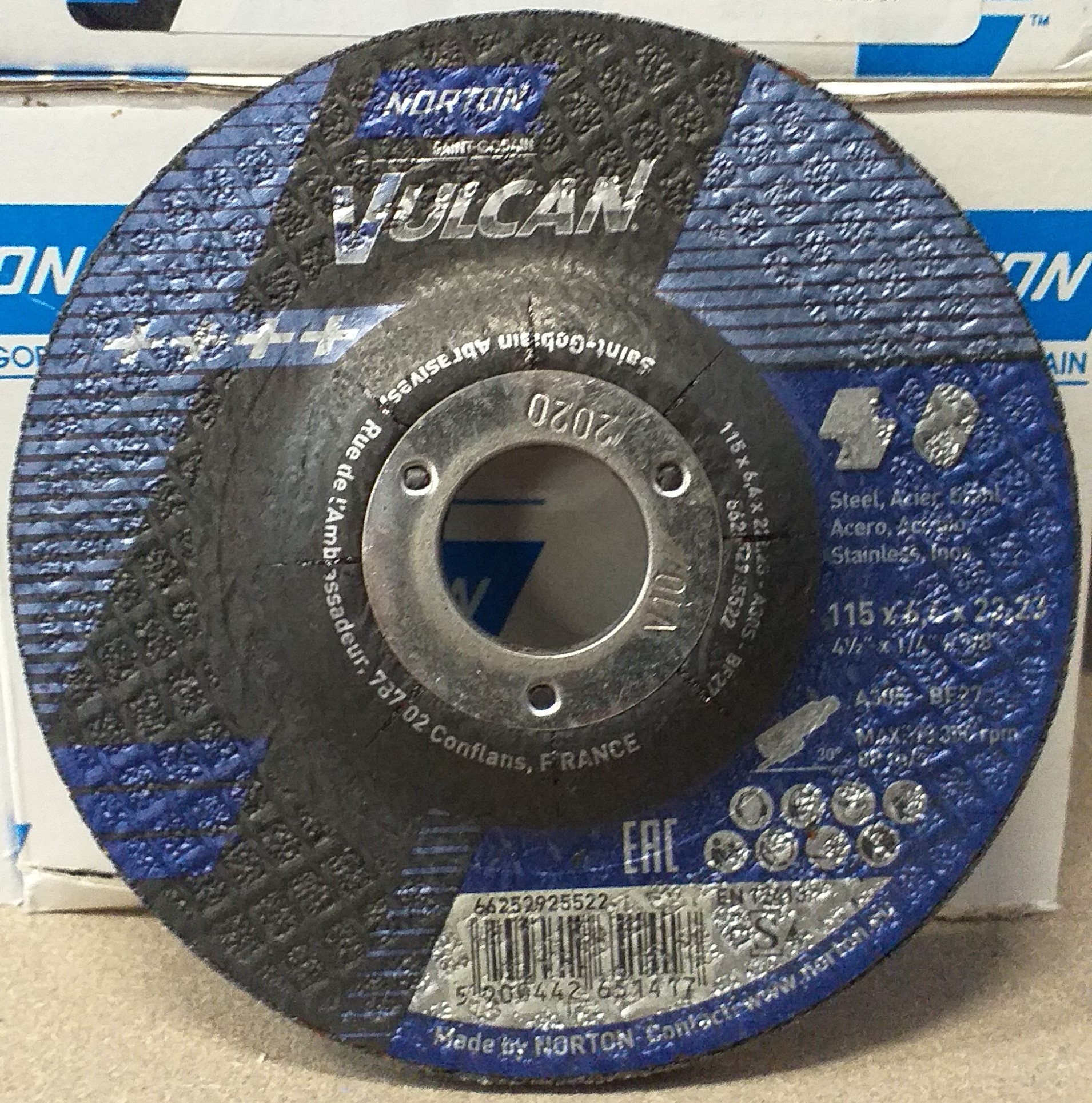 Disc VULCAN 115x6.4x22.23mm pentru metal si inox, Norton